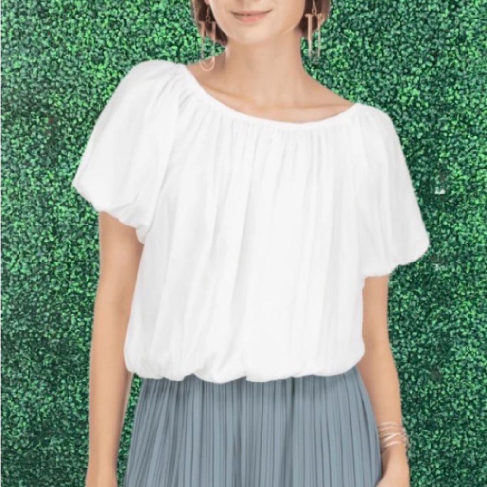 Joy Joy White Bubble Tulip Blouse